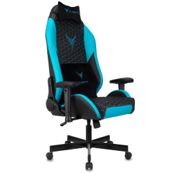 Кресло игровое Knight Neon черный/голубой соты (экокожа, 150кг, крестовина металл, колесики полиуретан, подголовник, поддержка поясницы)