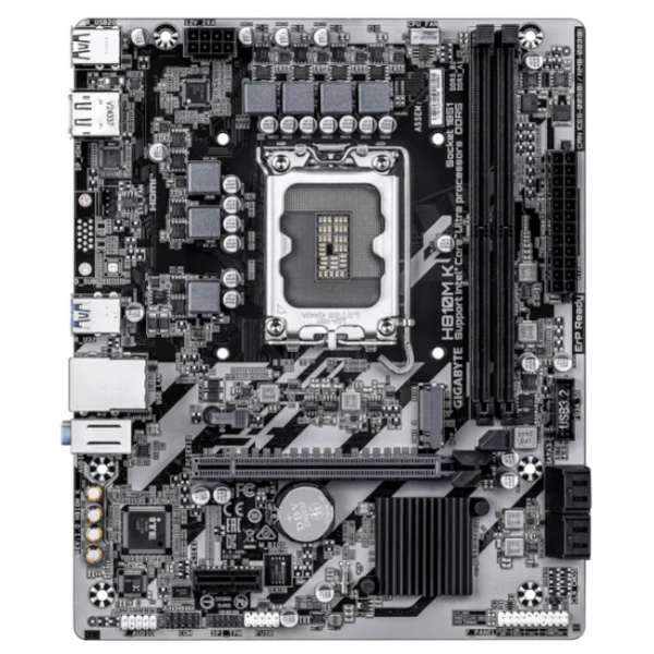 Материнская плата Gigabyte H810M K (LGA 1851, Intel H810M, Micro-ATX, 2xDDR5 6400 МГц, 4xSATA, 1xM.2, 1хPCI-E x16, 1хPCI-E x1, HDM/DP)