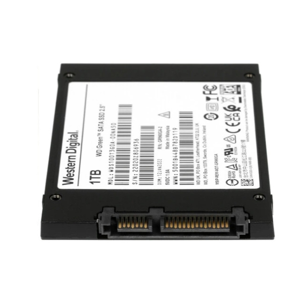 Накопитель SSD 1000Гб WD Green WDS100T3G0A (SATA III, чтение 545 Мбайт/сек, запись 385 Мбайт/сек, TLC 3D NAND)