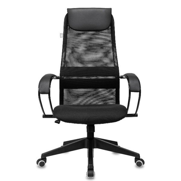 Кресло руководителя Бюрократ CH-607 черный (сетка/ткань, до 120 кг, крестовина пластик, колесики полиуретан, подголовник) 