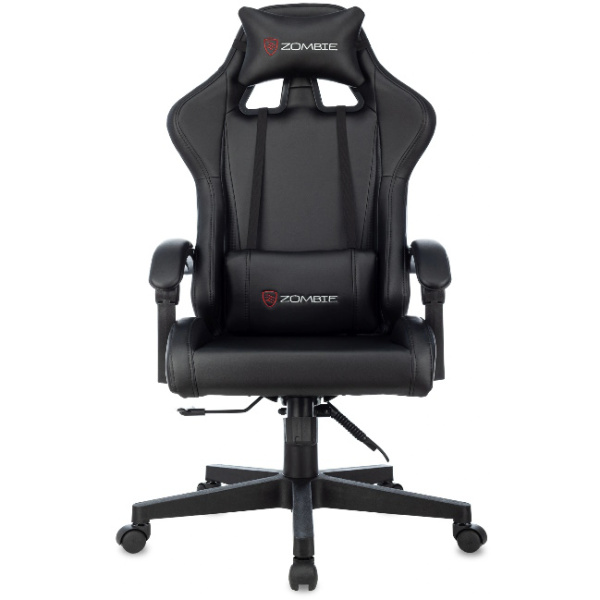Кресло игровое Zombie GAME TETRA черный/карбон (экокожа, 120кг, крестовина пластик, колесики пластик, подголовник, поддержка поясницы)