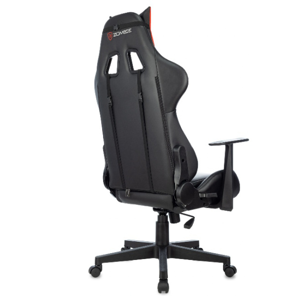 Кресло игровое Zombie Game Penta черный/красный (экокожа, 120кг, крестовина пластик, колесики пластик, подголовник, поддержка поясницы)