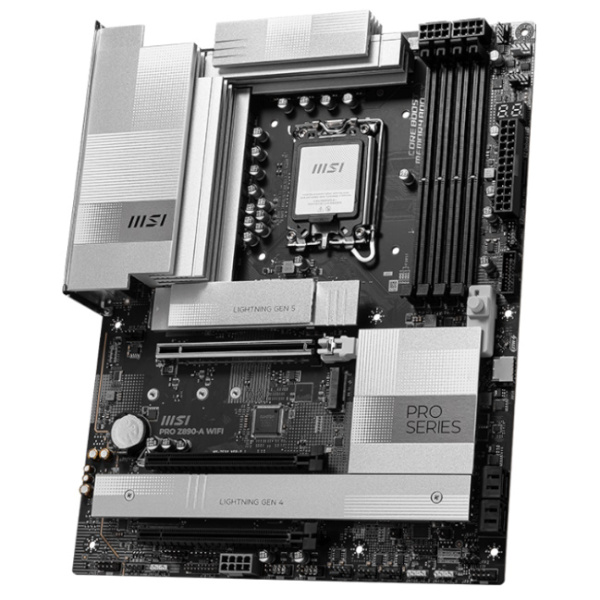 Материнская плата MSI PRO Z890-A WIFI LGA 1851, Intel Z890, ATX, 4xDDR5 6400 МГц, 4xSATA, 4xM.2, 3хPCI-E x16, HDMI, Wi-Fi, Bluetooth