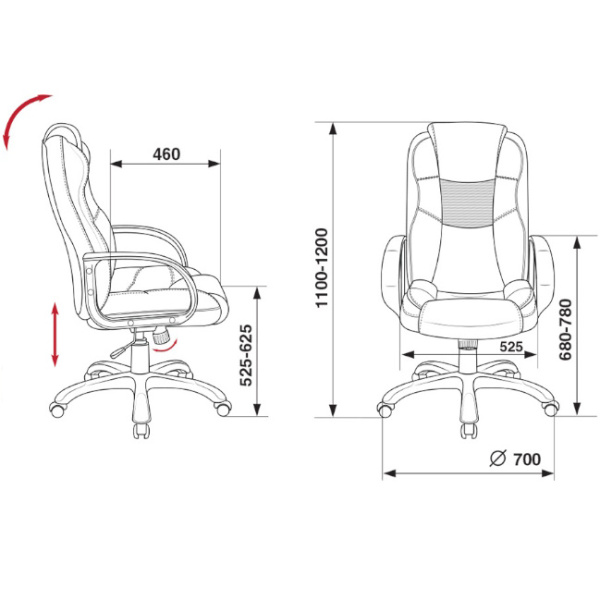 Кресло руководителя Бюрократ CH-839 черный Leather Black (экокожа, 120 кг, крестовина пластик, колесики пластик)